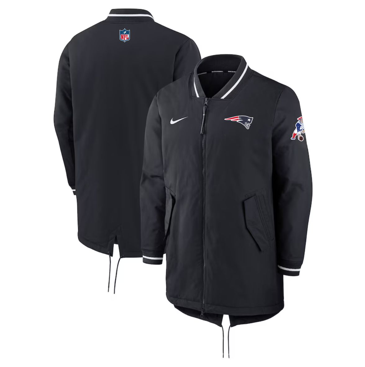 Men 2026 NFL New England Patriots black Extended Cotton Jacket style 01